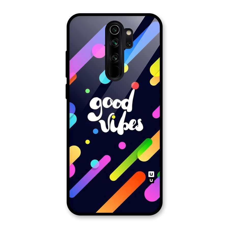 Multicolor Good Vibing Glass Back Case for Redmi Note 8 Pro