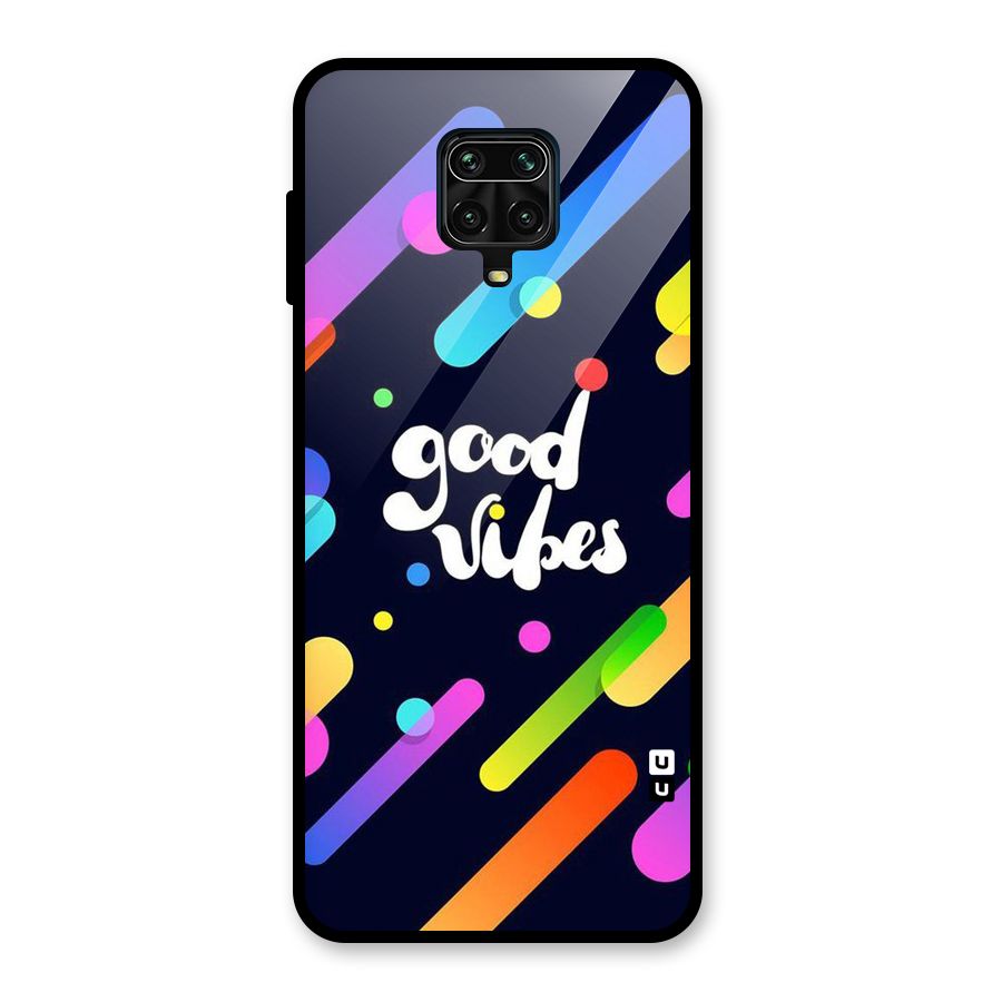 Multicolor Good Vibing Glass Back Case for Redmi Note 9 Pro Max