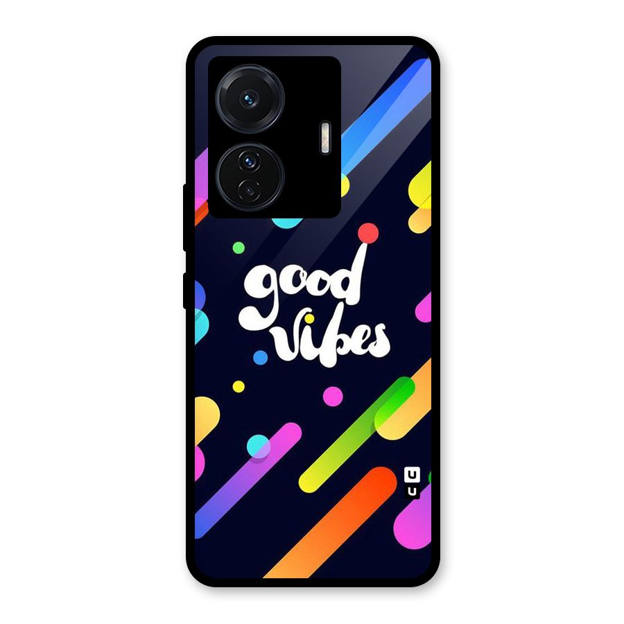 Multicolor Good Vibing Glass Back Case for Vivo T1 Pro