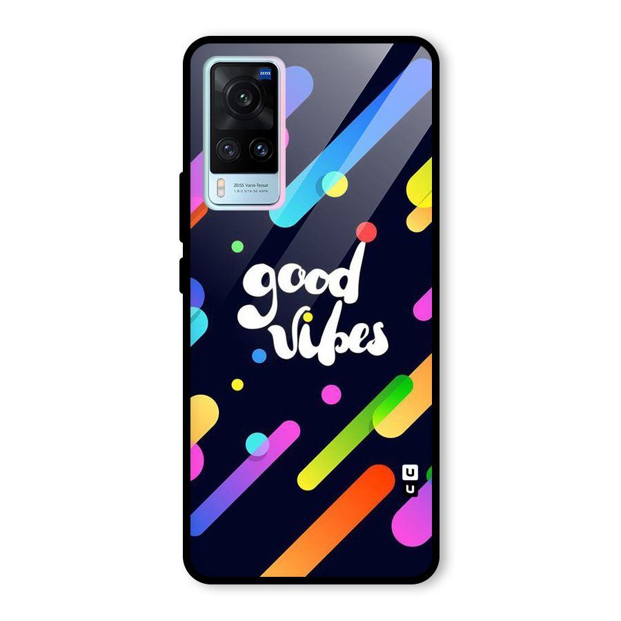 Multicolor Good Vibing Glass Back Case for Vivo X60