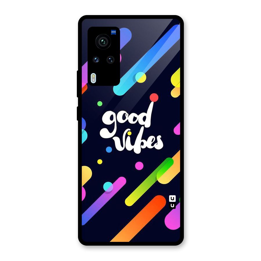Multicolor Good Vibing Glass Back Case for Vivo X60 Pro