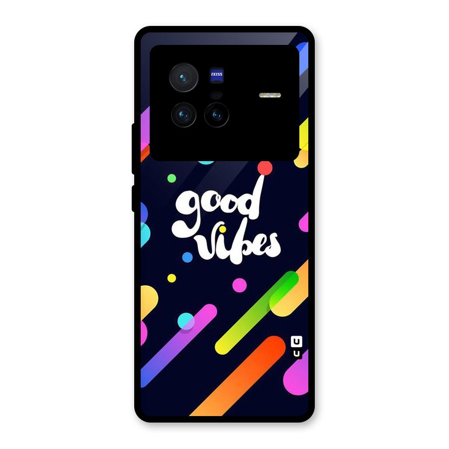 Multicolor Good Vibing Glass Back Case for Vivo X80