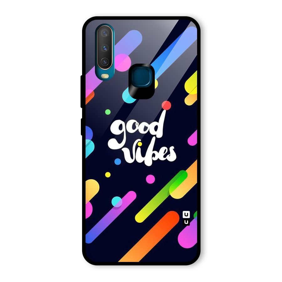 Multicolor Good Vibing Glass Back Case for Vivo Y15