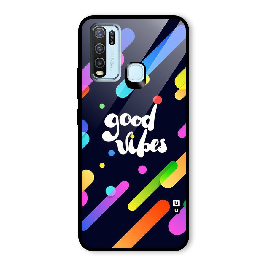 Multicolor Good Vibing Glass Back Case for Vivo Y50