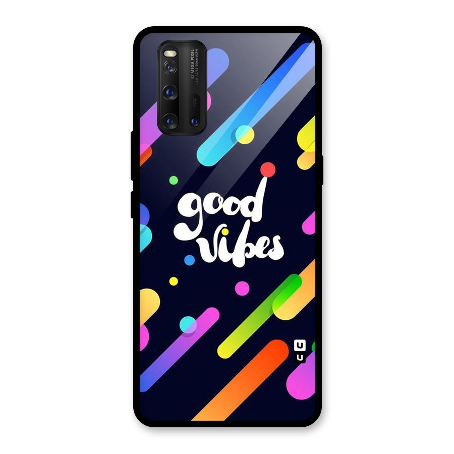 Multicolor Good Vibing Glass Back Case for Vivo iQOO 3