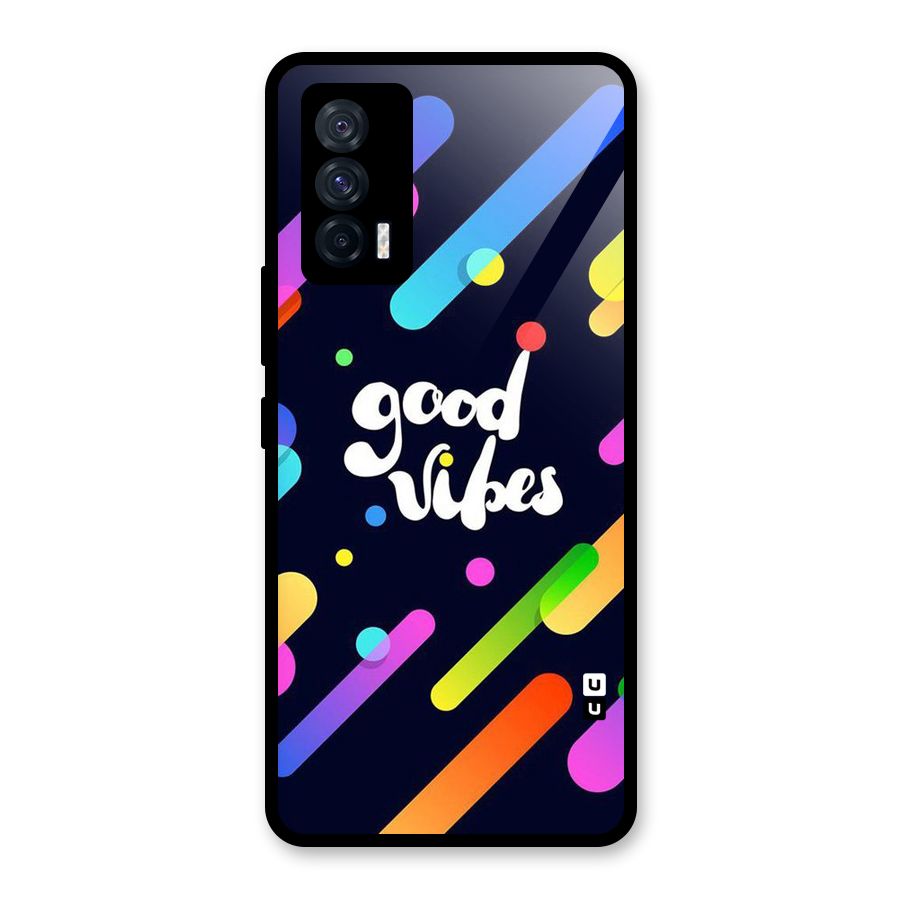 Multicolor Good Vibing Glass Back Case for Vivo iQOO 7 5G