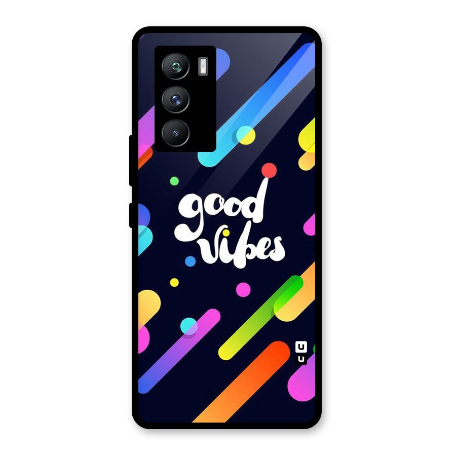 Multicolor Good Vibing Glass Back Case for Vivo iQOO 9 SE