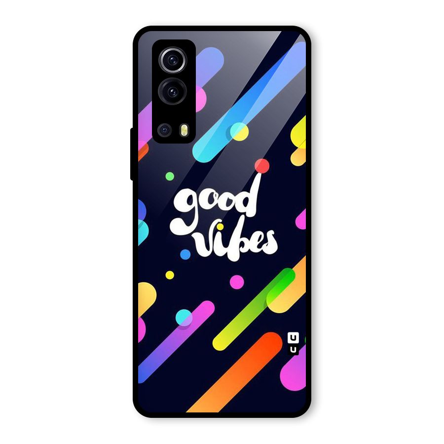 Multicolor Good Vibing Glass Back Case for Vivo iQOO Z3