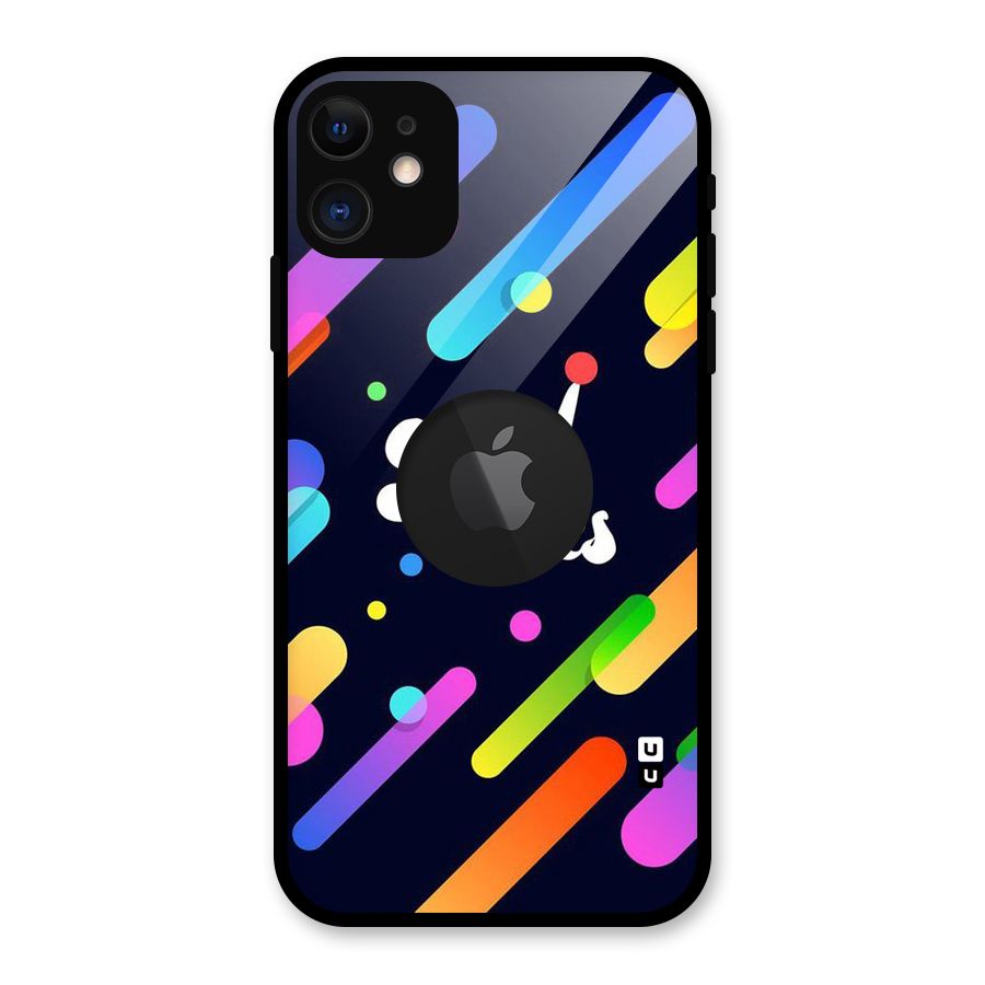 Multicolor Good Vibing Glass Back Case for iPhone 11 Logo Cut
