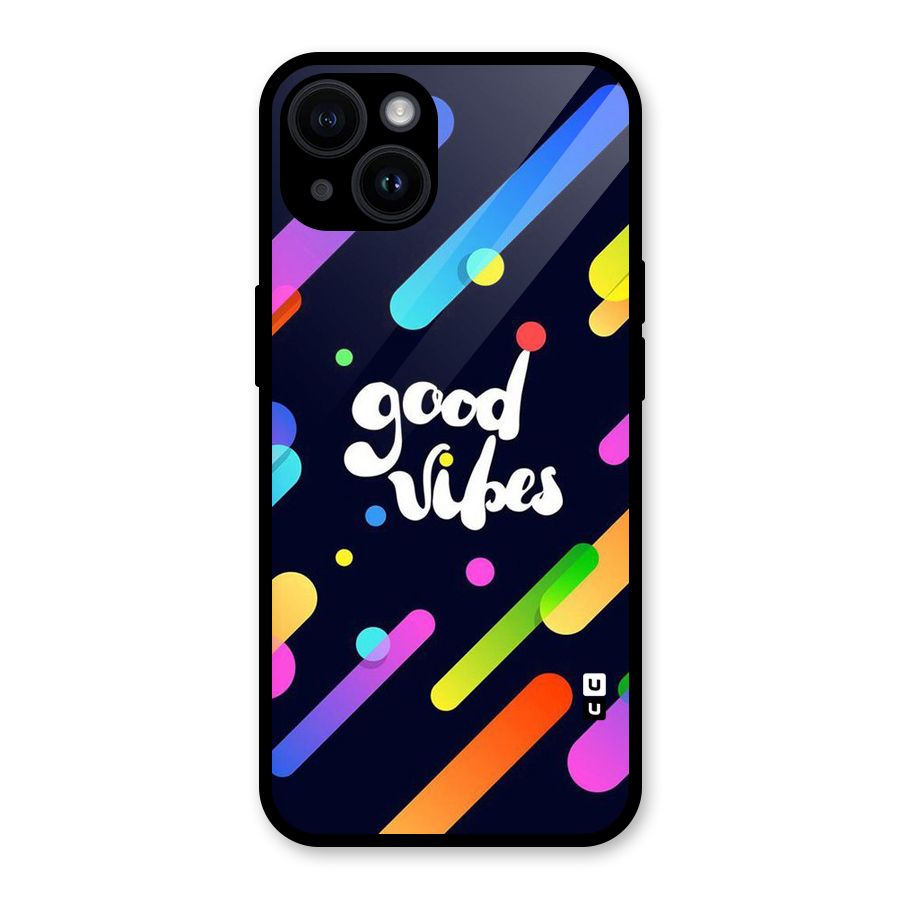 Multicolor Good Vibing Glass Back Case for iPhone 14