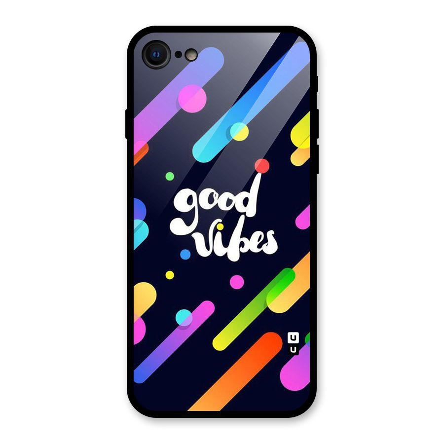 Multicolor Good Vibing Glass Back Case for iPhone SE 2022