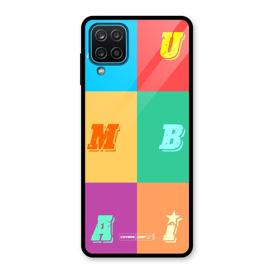 Mumbai Alphabets Glass Back Case for Galaxy A12