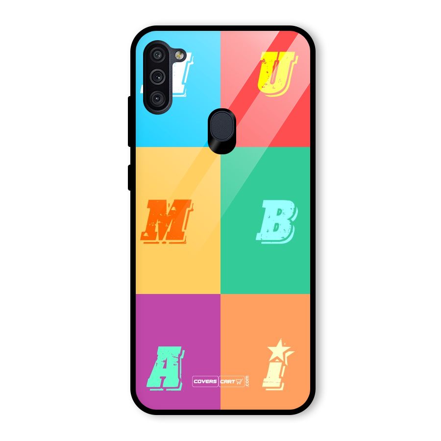 Mumbai Alphabets Glass Back Case for Galaxy M11