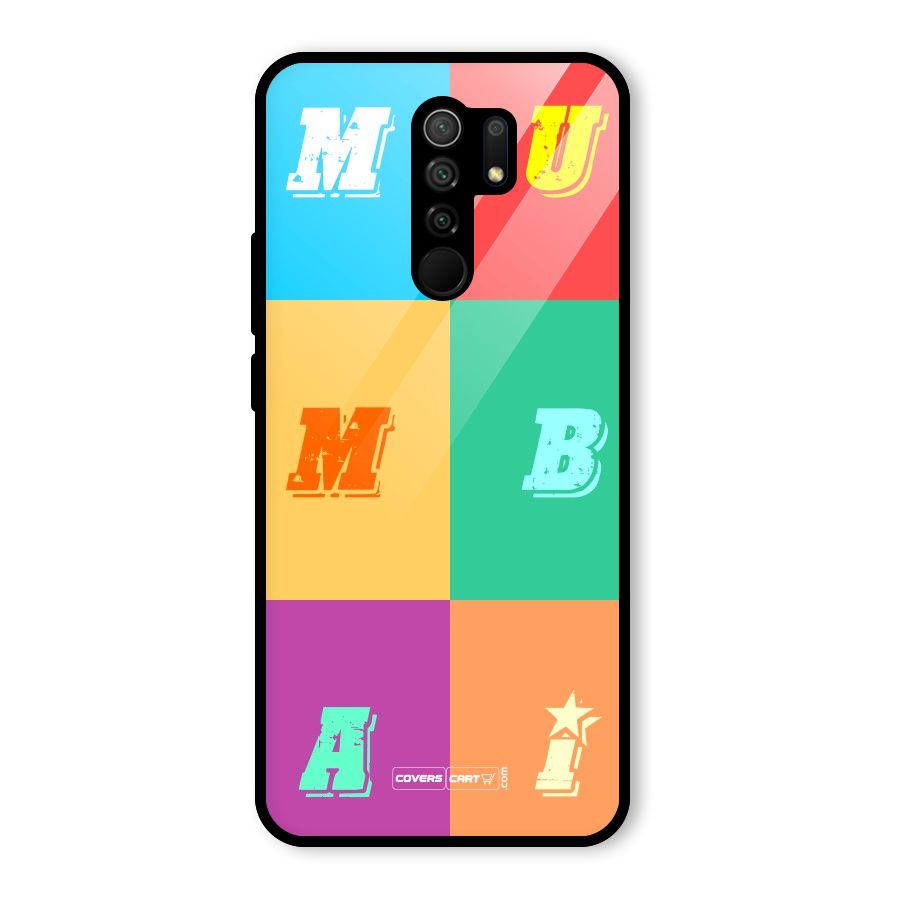 Mumbai Alphabets Glass Back Case for Redmi 9 Prime