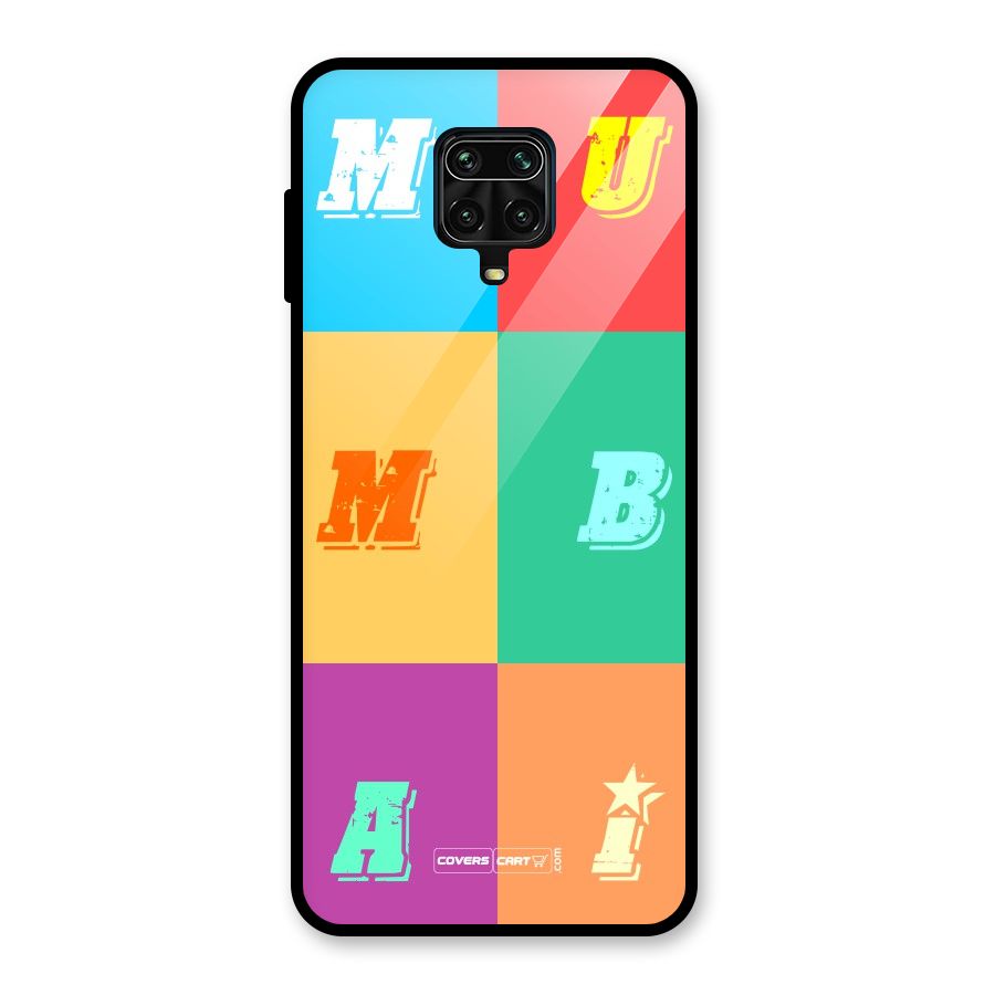 Mumbai Alphabets Glass Back Case for Redmi Note 9 Pro