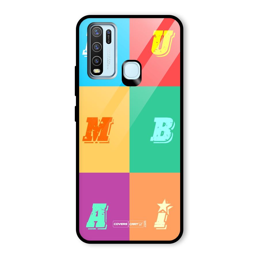 Mumbai Alphabets Glass Back Case for Vivo Y30