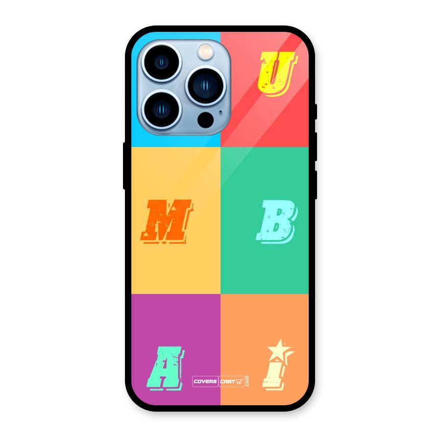 Mumbai Alphabets Glass Back Case for iPhone 13 Pro