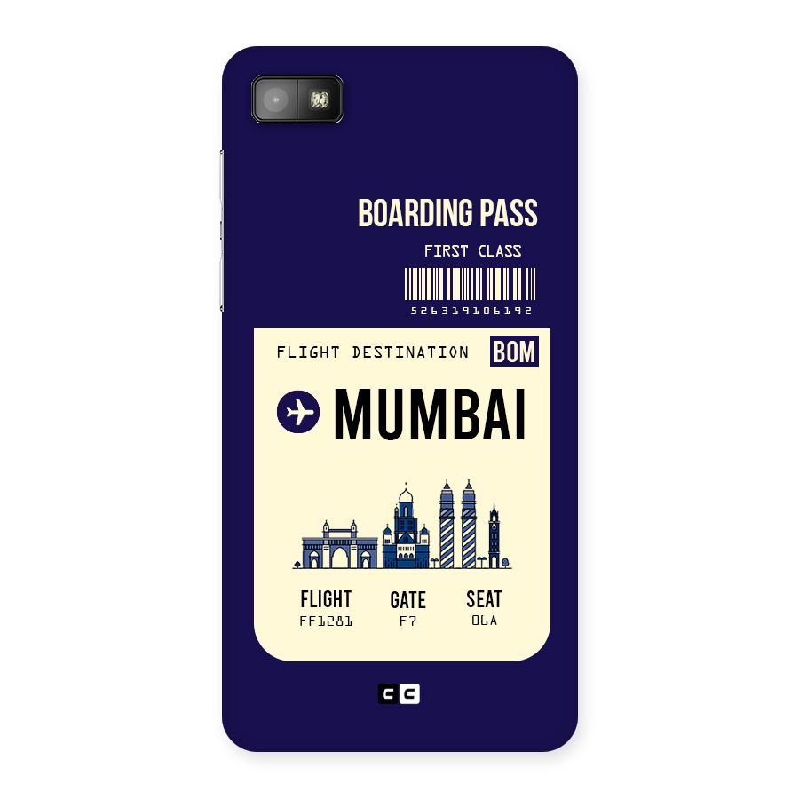 Mumbai Boarding Pass Back Case for Blackberry Z10
