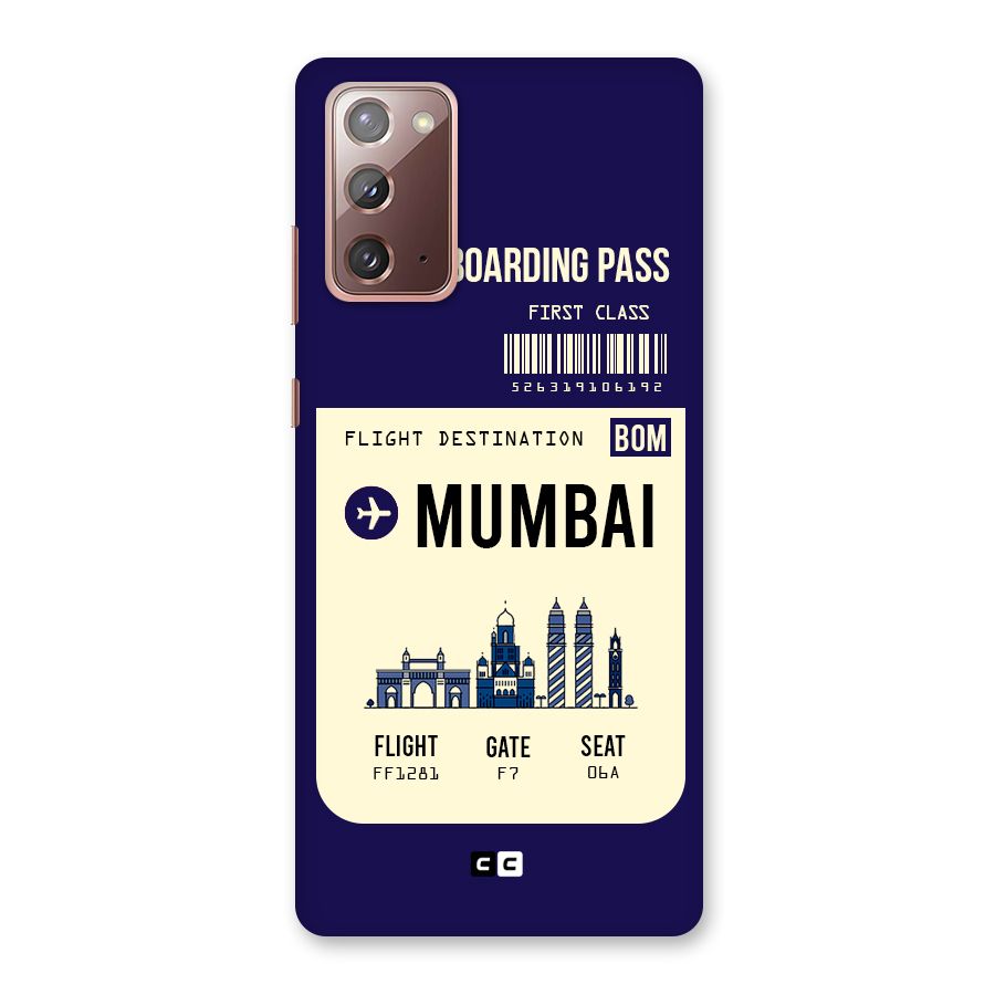 Mumbai Boarding Pass Back Case for Galaxy Note 20