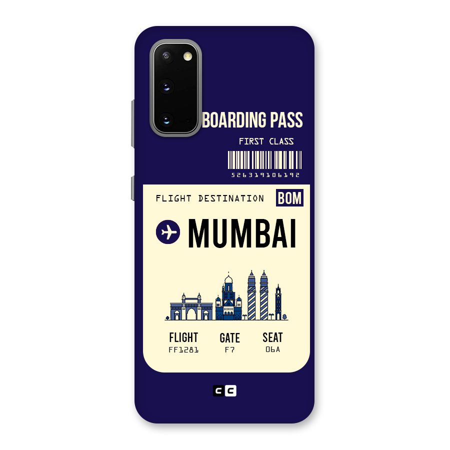 Mumbai Boarding Pass Back Case for Galaxy S20