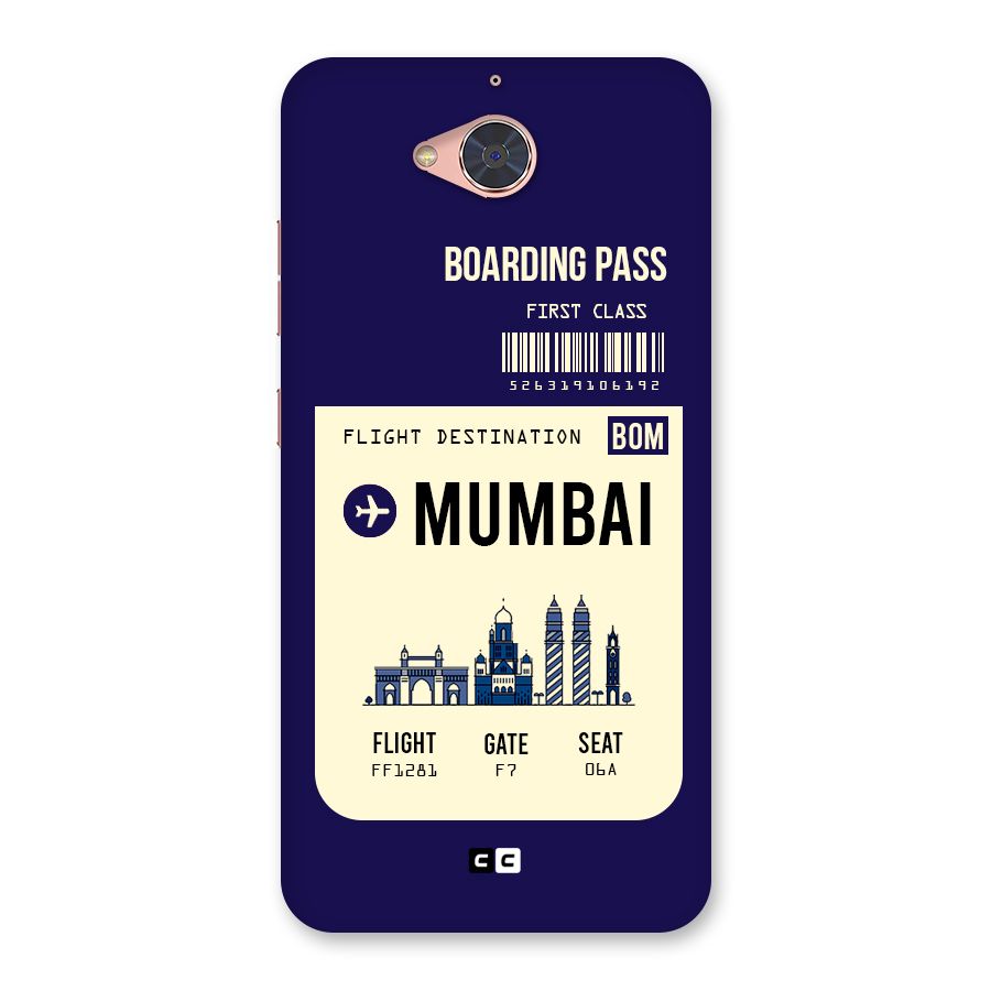 Mumbai Boarding Pass Back Case for Gionee S6 Pro