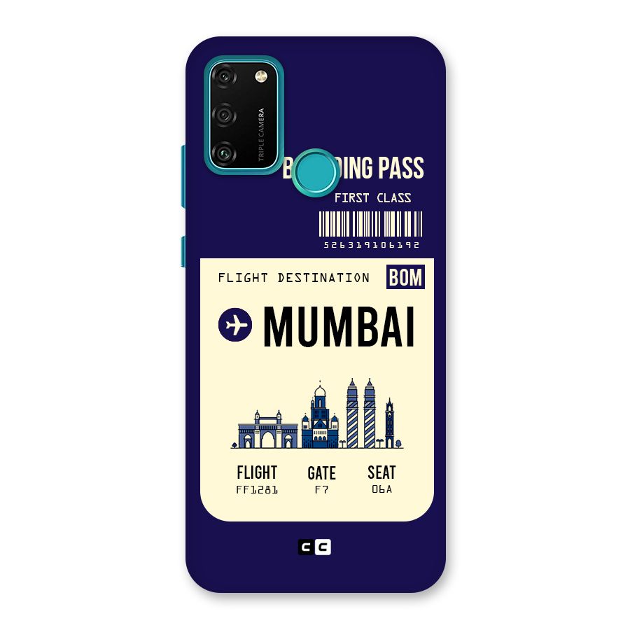 Mumbai Boarding Pass Back Case for Honor 9A