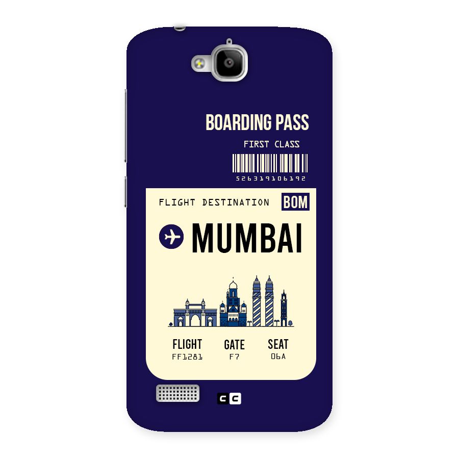 Mumbai Boarding Pass Back Case for Honor Holly