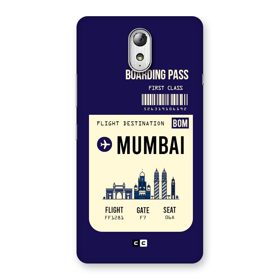Mumbai Boarding Pass Back Case for Lenovo Vibe P1M
