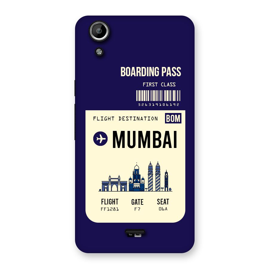 Mumbai Boarding Pass Back Case for Micromax Canvas Selfie Lens Q345