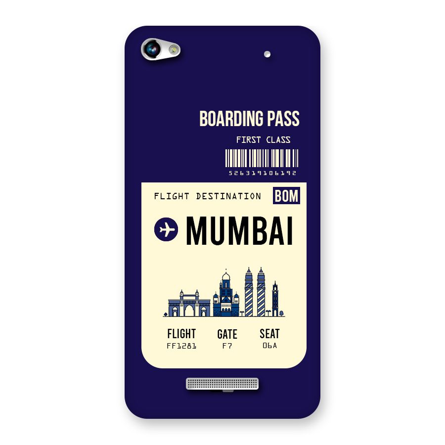 Mumbai Boarding Pass Back Case for Micromax Hue 2
