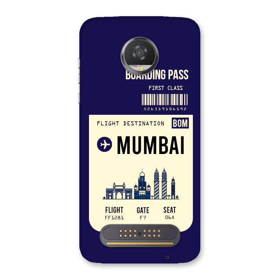 Mumbai Boarding Pass Back Case for Moto Z2 Play