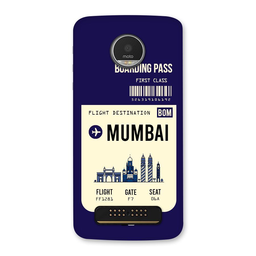 Mumbai Boarding Pass Back Case for Moto Z Play