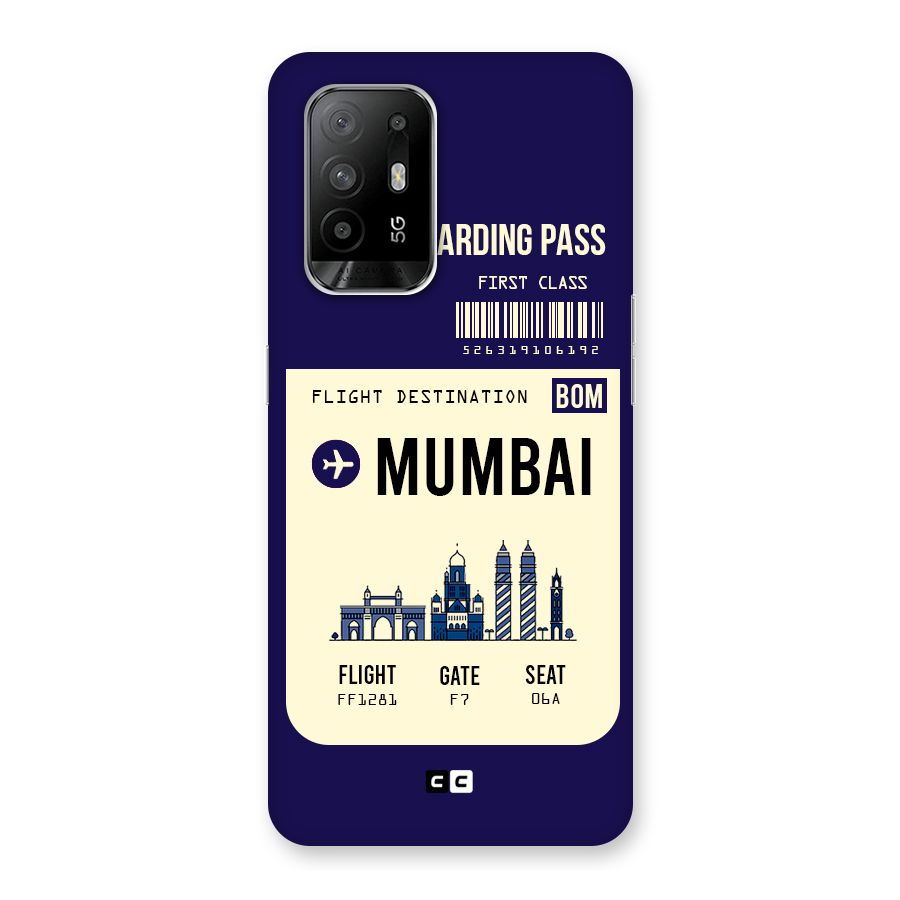 Mumbai Boarding Pass Back Case for Oppo F19 Pro Plus 5G