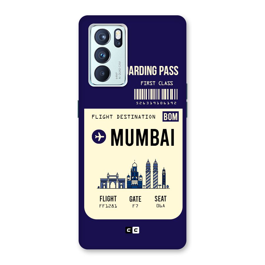 Mumbai Boarding Pass Back Case for Oppo Reno6 Pro 5G