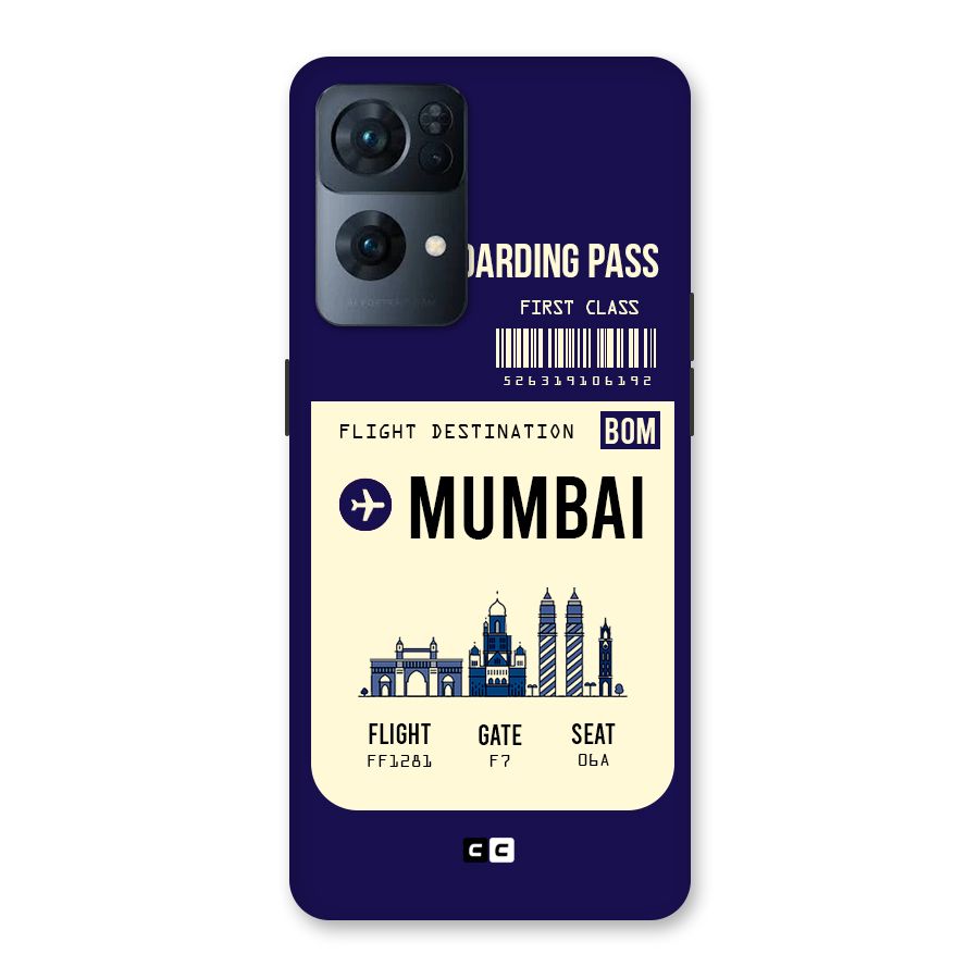 Mumbai Boarding Pass Back Case for Oppo Reno7 Pro 5G