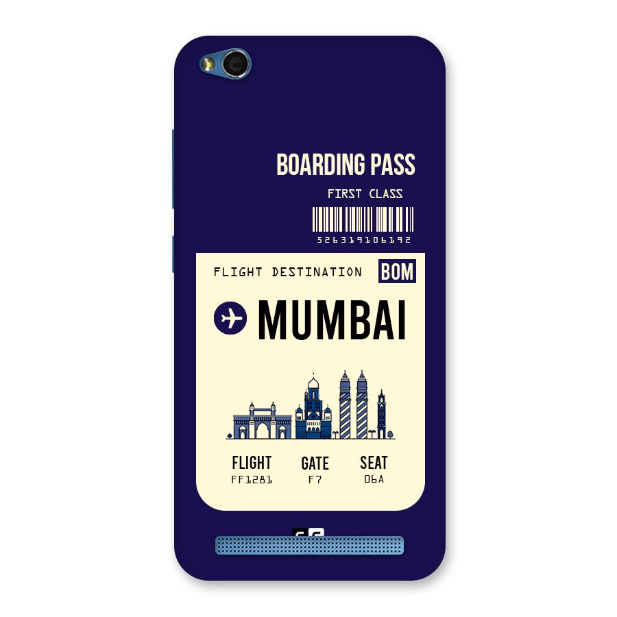Mumbai Boarding Pass Back Case for Redmi 5A