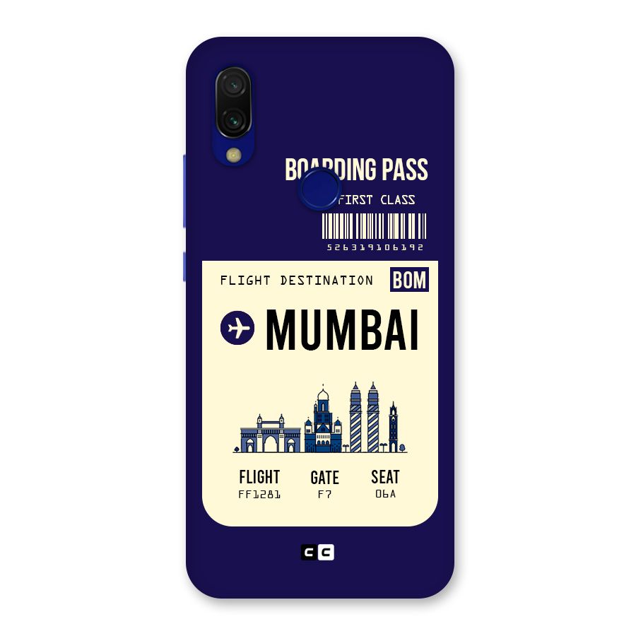 Mumbai Boarding Pass Back Case for Redmi 7