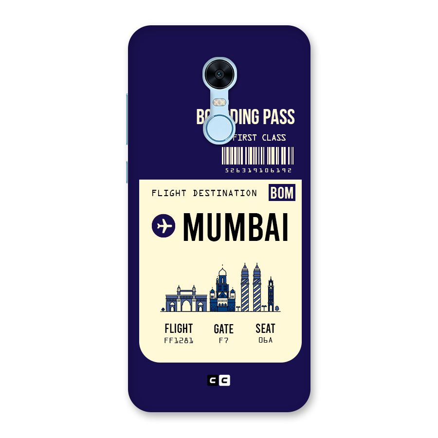 Mumbai Boarding Pass Back Case for Redmi Note 5