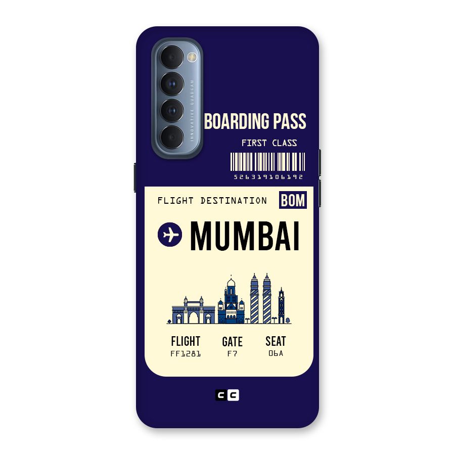 Mumbai Boarding Pass Back Case for Reno4 Pro