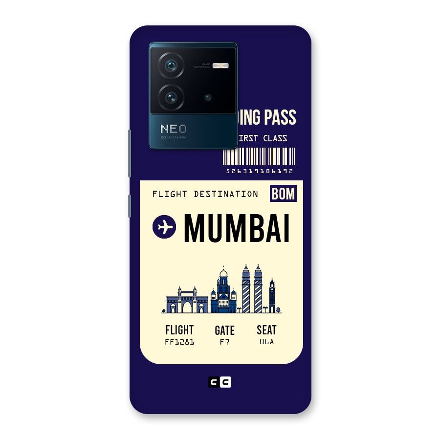 Mumbai Boarding Pass Back Case for Vivo iQOO Neo 6 5G