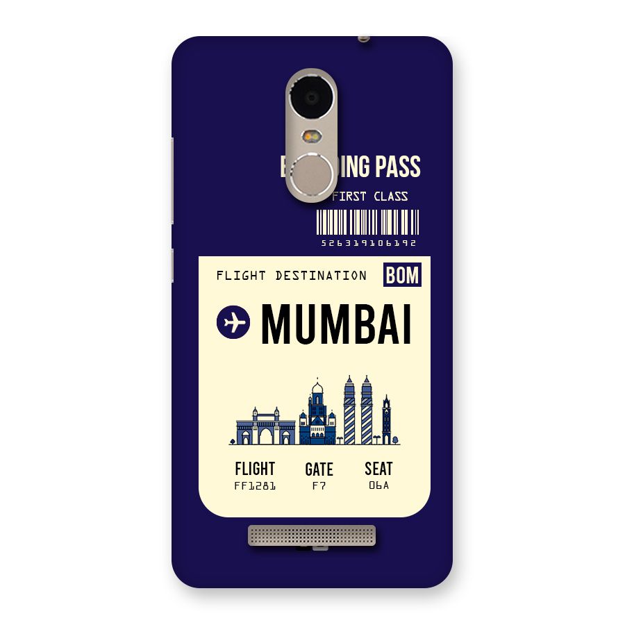 Mumbai Boarding Pass Back Case for Xiaomi Redmi Note 3