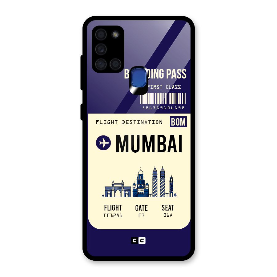 Mumbai Boarding Pass Glass Back Case for Galaxy A21s