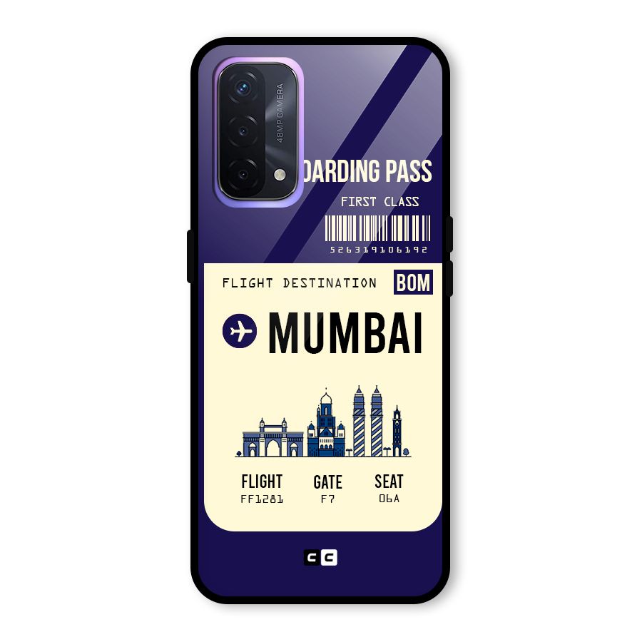 Mumbai Boarding Pass Glass Back Case for Oppo A74 5G