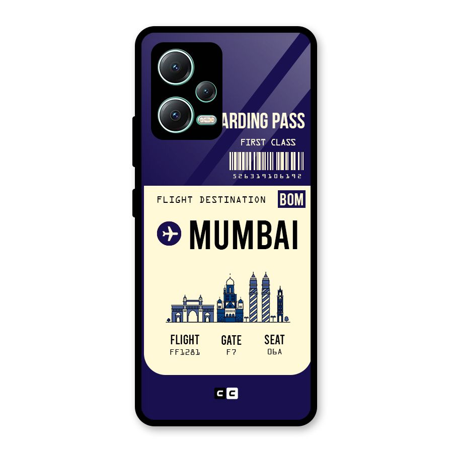 Mumbai Boarding Pass Glass Back Case for Redmi Note 12 5G