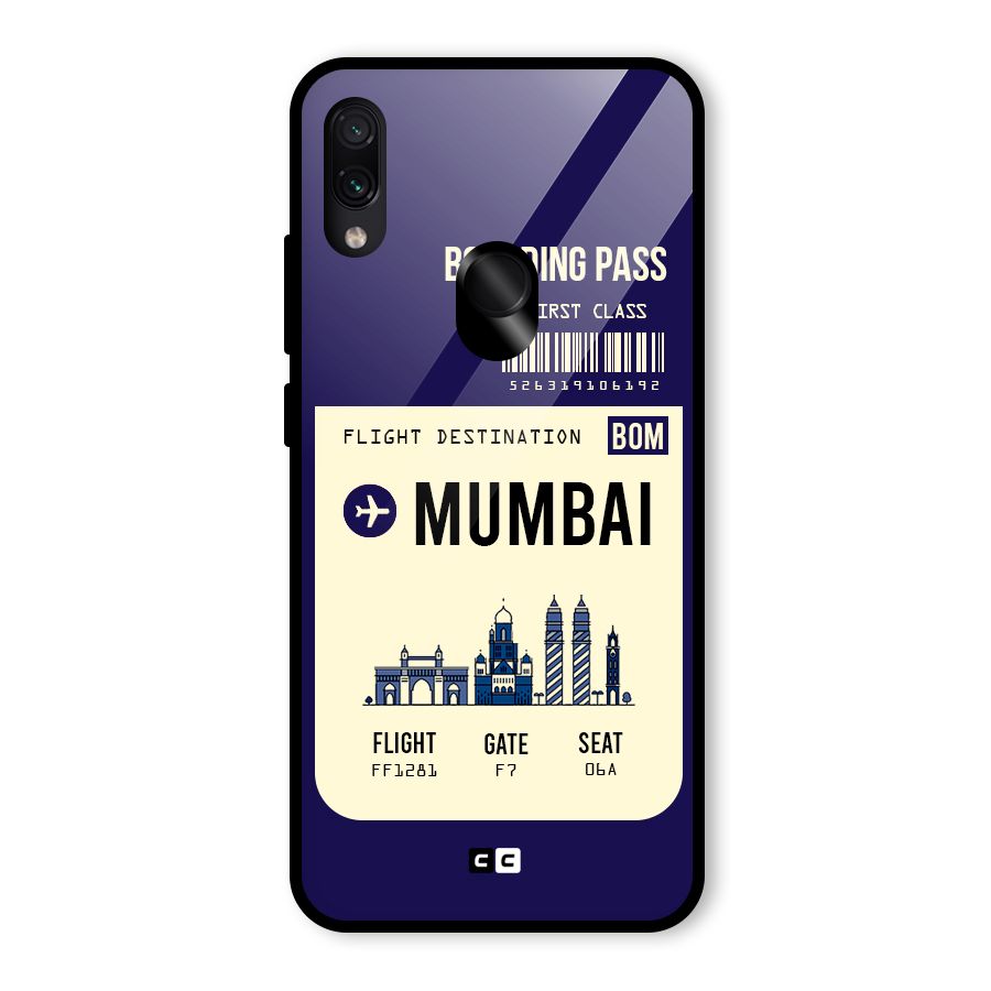Mumbai Boarding Pass Glass Back Case for Redmi Note 7S