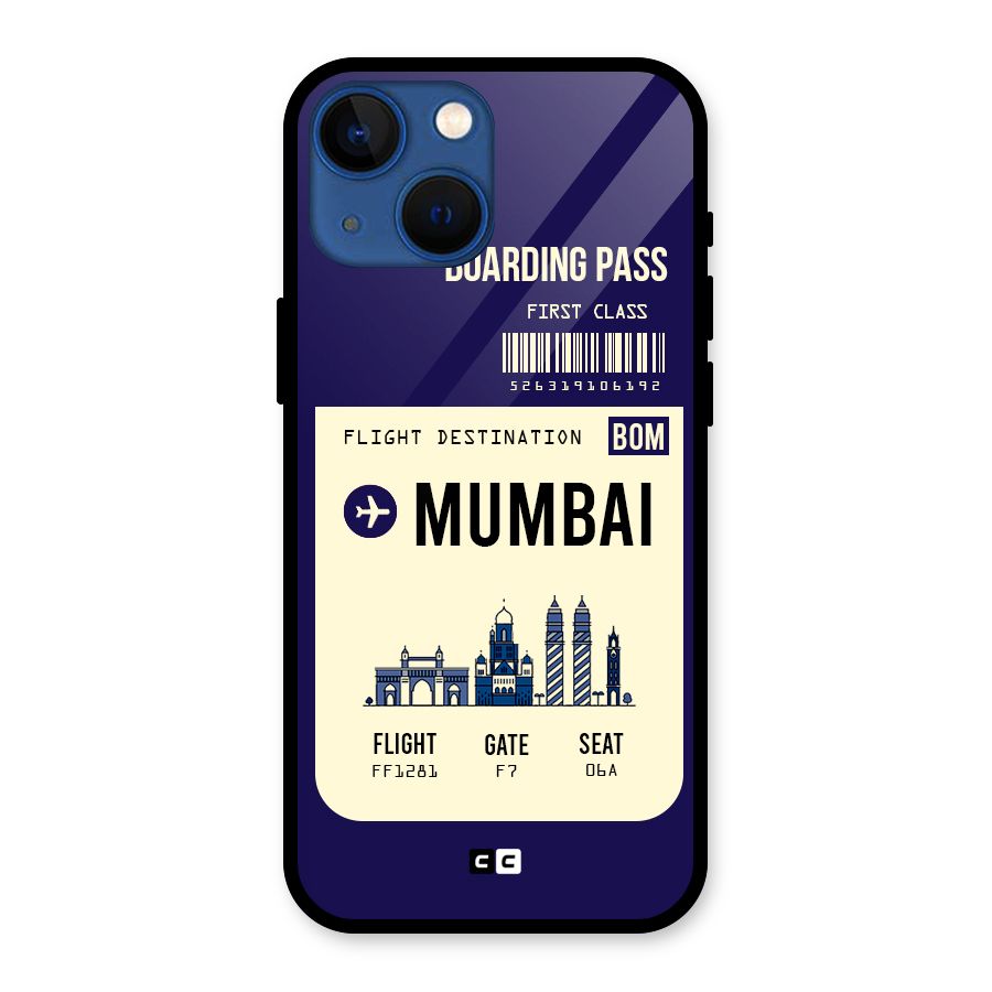 Mumbai Boarding Pass Glass Back Case for iPhone 13 Mini