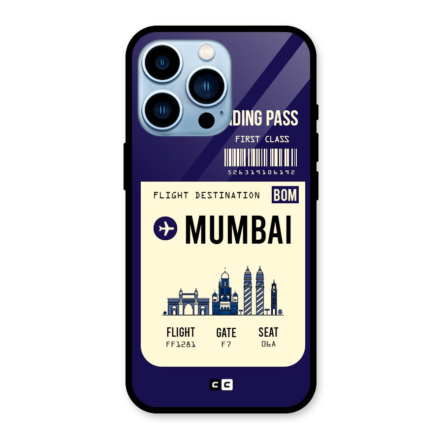 Mumbai Boarding Pass Glass Back Case for iPhone 13 Pro