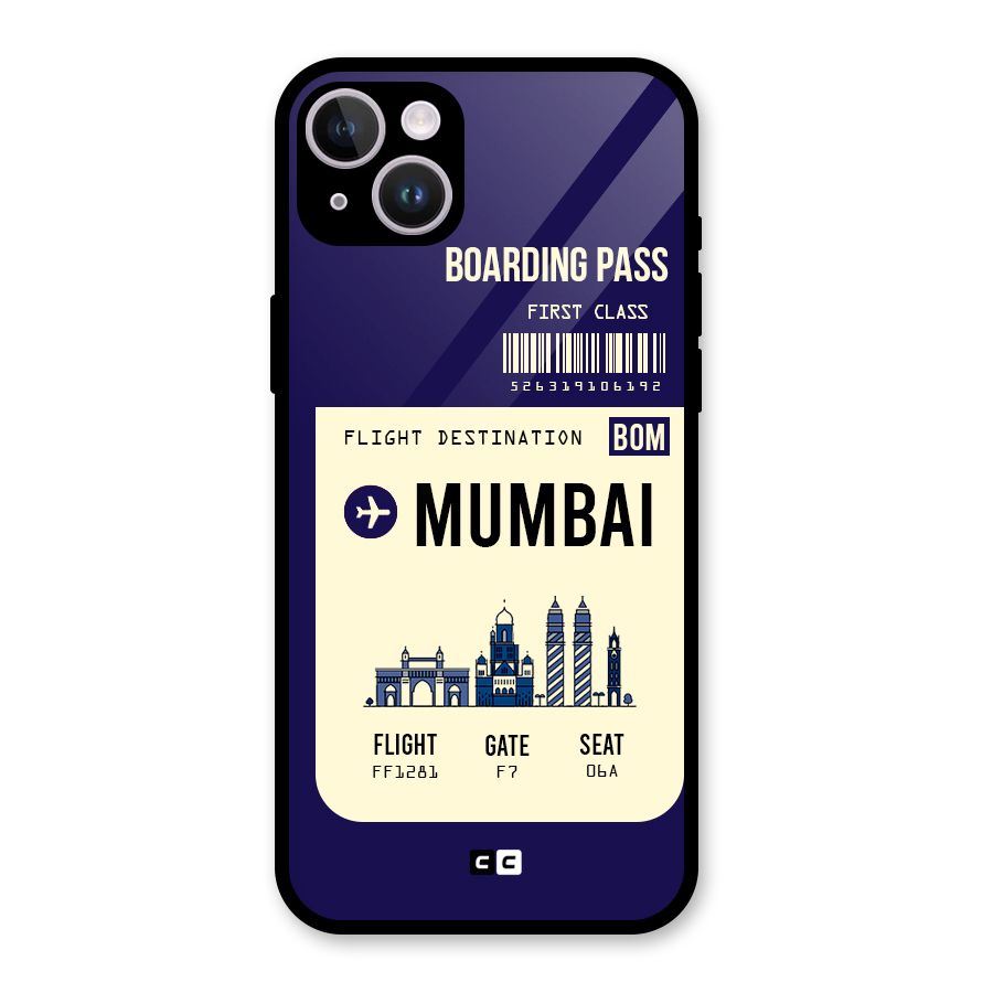 Mumbai Boarding Pass Glass Back Case for iPhone 14 Plus
