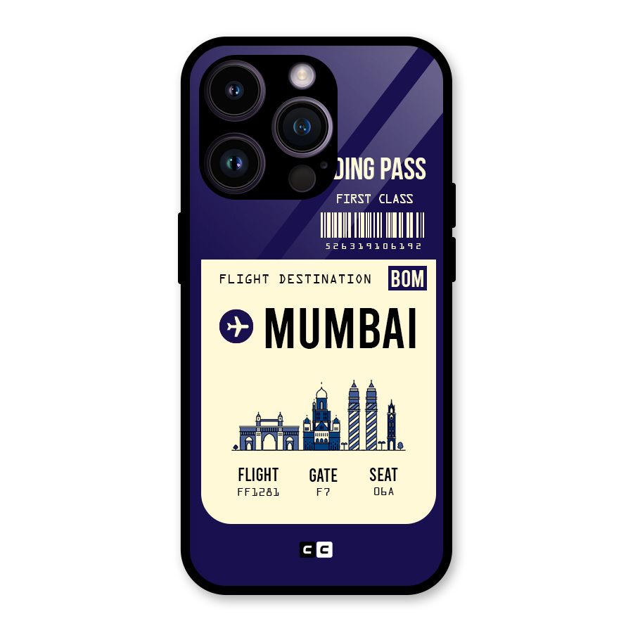 Mumbai Boarding Pass Glass Back Case for iPhone 14 Pro