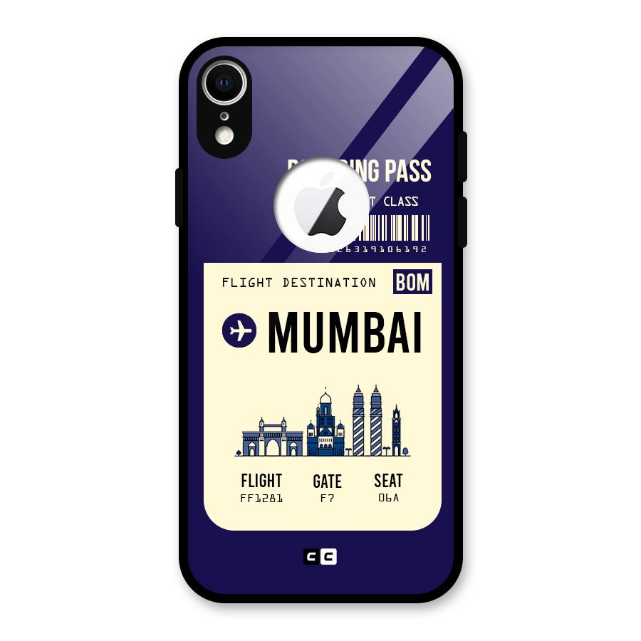 Mumbai Boarding Pass Glass Back Case for iPhone XR Logo Cut
